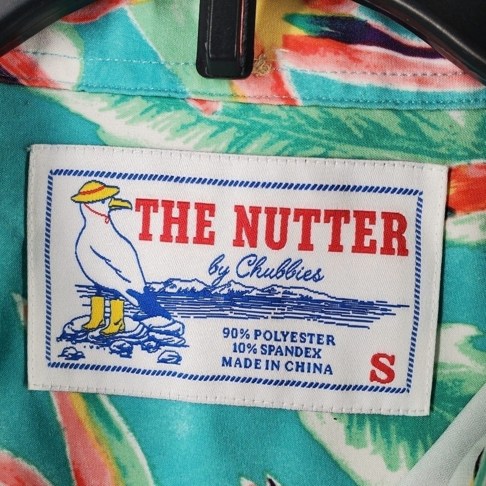 Chubbies Nutter Polo Shirt Mens S Hawaiian Floral SS Green Blue Pink Multi Beach - Picture 2 of 11